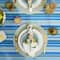 Blue Ocean Stripe Print Outdoor Tablecloth with Zipper, 60" Round